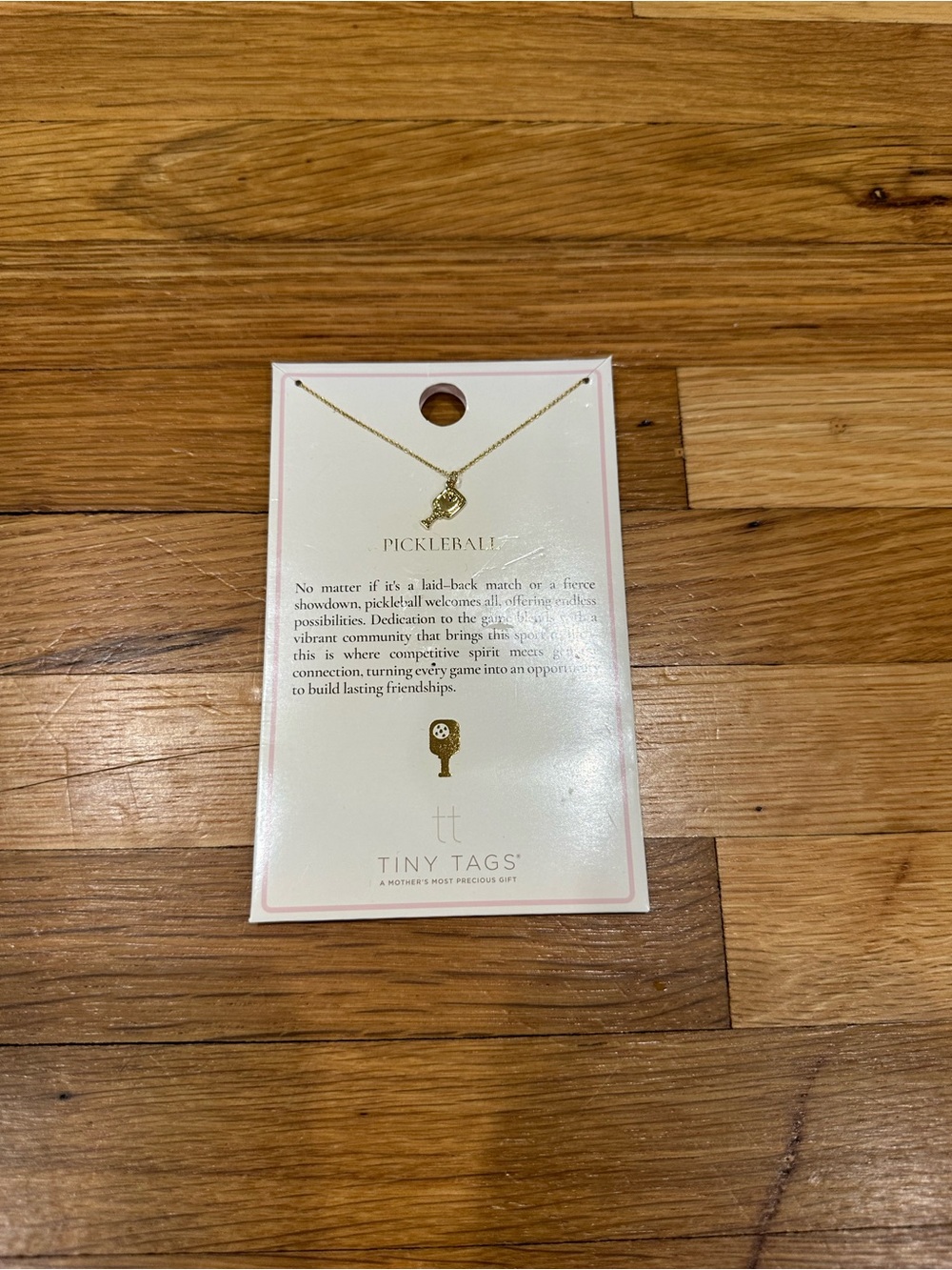 Gold 14K Gold Ion Plated Pickleball Necklace